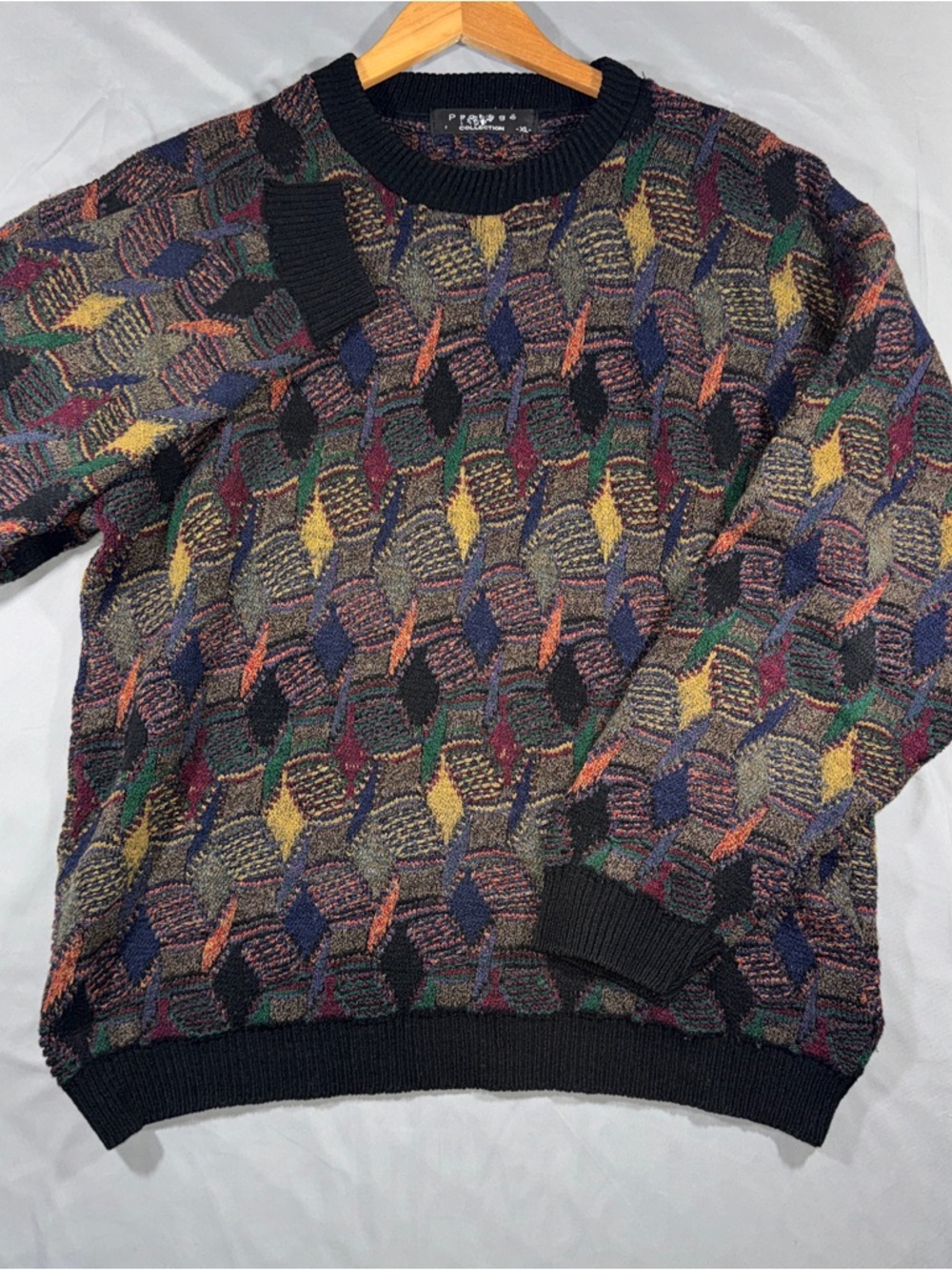 Protégé Collection Vintage 90s Coogi Style Geometric Knit Sweater XL